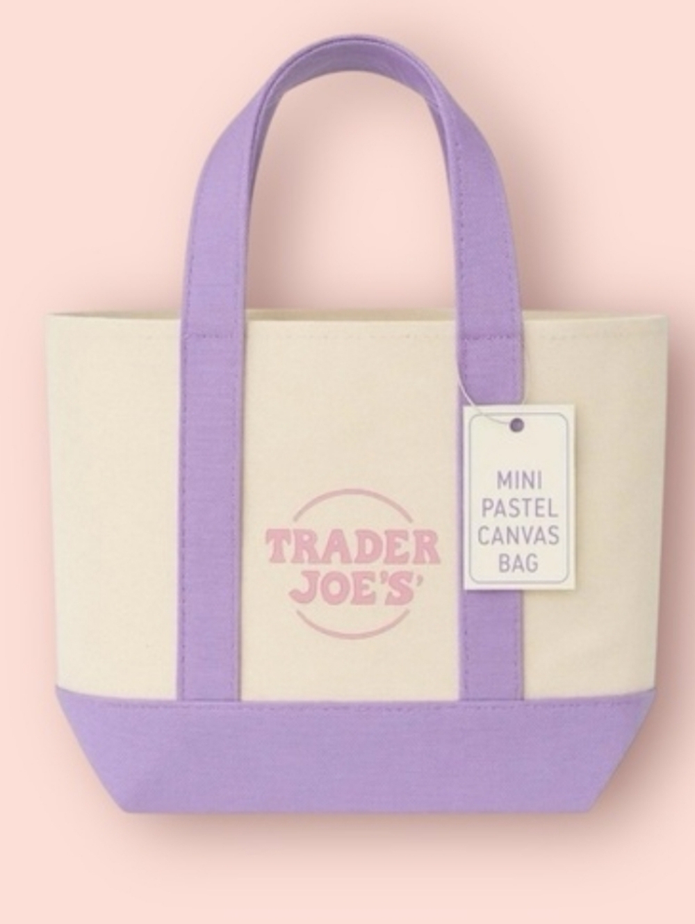 Trader Joe's Lavender-Trim Mini Canvas Tote
